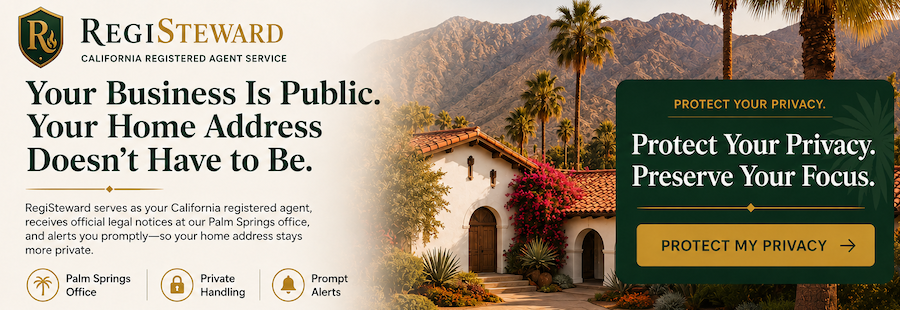RegiSteward — keep your California home address off the public record. Protect your privacy.